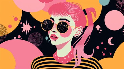 A cute and quirky persona with a retro Memphis design  AI generated illustration