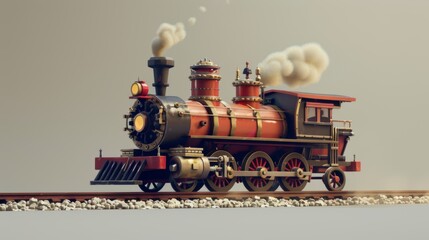 A cute and quirky visualization of a steam locomotive  AI generated illustration - obrazy, fototapety, plakaty