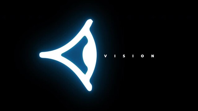 Vision of business concept. Corporate communications to specify policy and business direction. Animation of eye icon with text VISION isolated on transparent background.