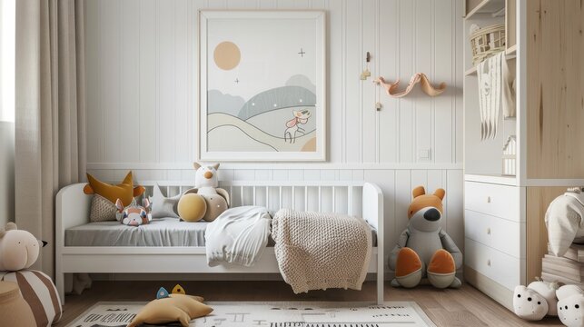 A cute and whimsical art piece inspired by a childrens room  AI generated illustration