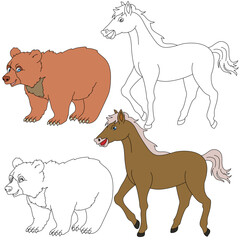 Horse and Bear Wild Animals clipart collection for lovers of jungles and wildlife. This set will be a perfect addition to your safari and zoo-themed projects.