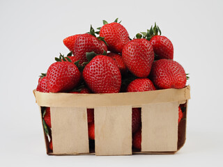 Strawberries packaged in box, sweet ripe perfect strawberry harvest