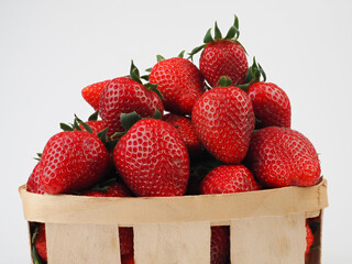 Strawberries packaged in box, sweet ripe perfect strawberry harvest