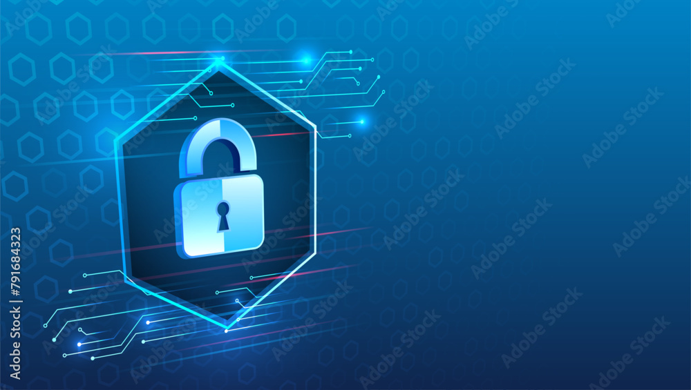 Poster Hi-tech various background. Cyber security for business and internet projects. Vector illustration of data security services. Data protection, privacy, and internet security concept.
