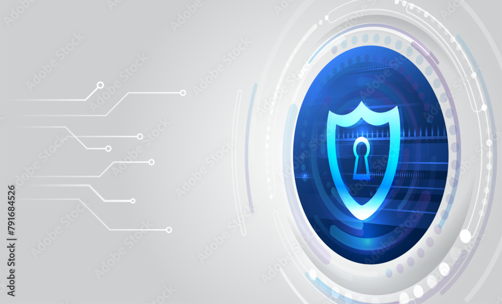 Leinwandbilder cyber security and data protection. shield icon, future technology for verification. abstract high t