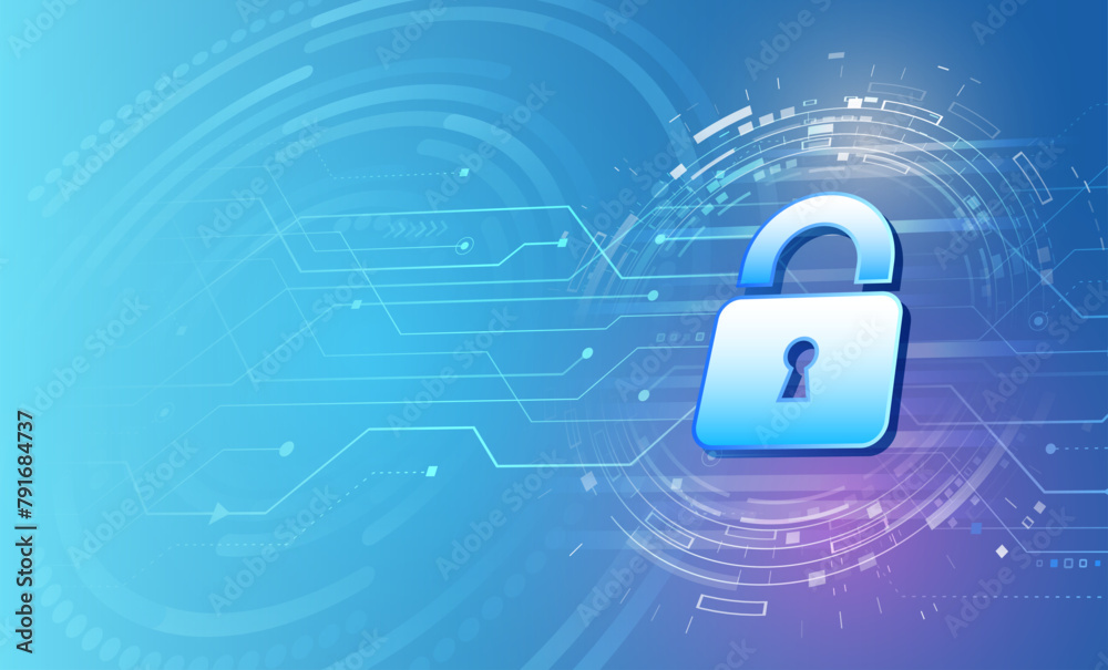 Poster Hi-tech various background. Cyber security for business and internet projects. Vector illustration of data security services. Data protection, privacy, and internet security concept