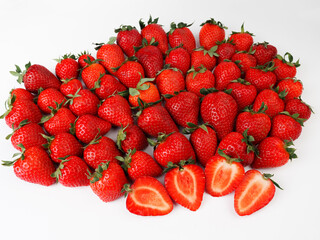 Strawberry background. Red ripe organic strawberries