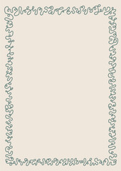 Decorative frame. Place for text. Template for photo, portrait, diploma, invitations and greeting cards. A4 sheet proportion.