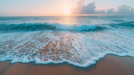 Serene Beach Sunrise with Beautiful Ocean Gradient