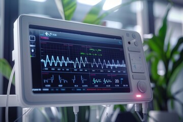 Modern ECG monitor displaying heart rate