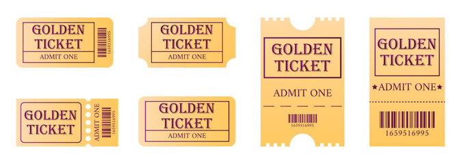 Circus, party or cinema vector vintage admission tickets templates. Vector illustration