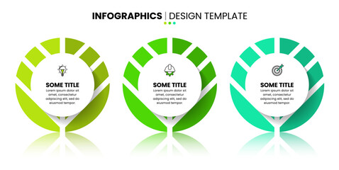 Infographic template. 3 green circles with icons