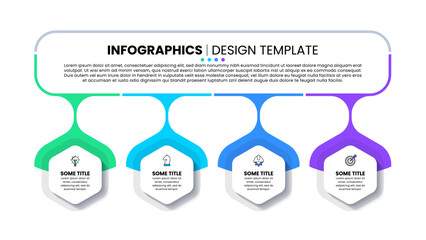 Infographic template. 4 linked steps with icons
