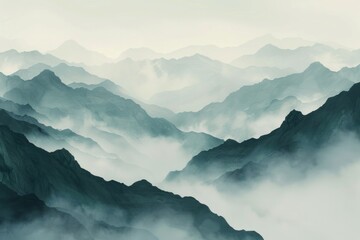 Foggy mountain range view, perfect for nature landscapes