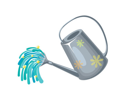 watering can pouring water with stars clip art preview