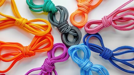 Close up of various colored ropes. Ideal for backgrounds or textures - obrazy, fototapety, plakaty