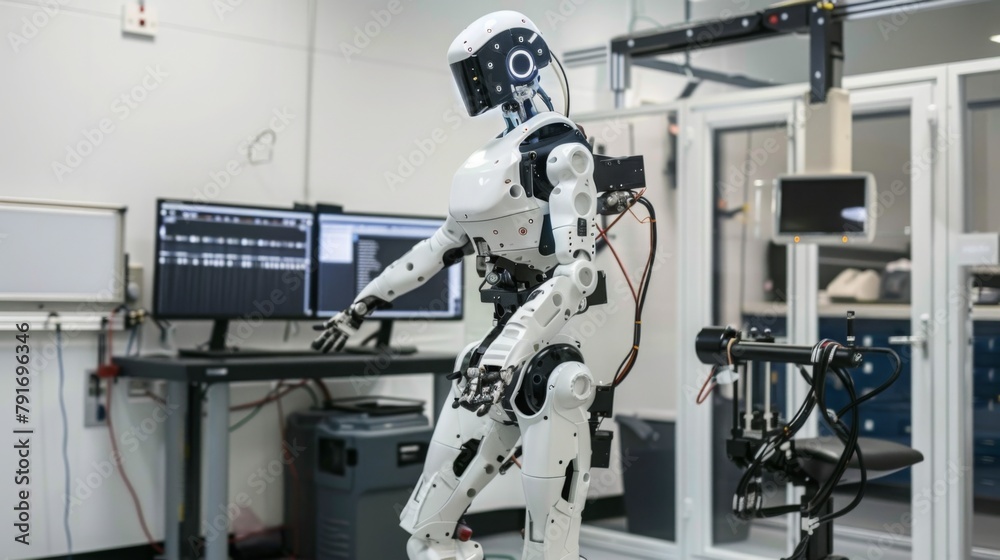 Poster Advanced Humanoid Robot in Modern Laboratory Setting