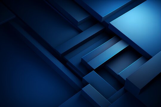 Indigo background with geometric shapes and shadows, creating an abstract modern design for corporate or technology-inspired designs