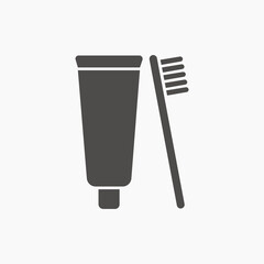 toothpaste, toothbrush icon vector. tooth, brush symbol sign