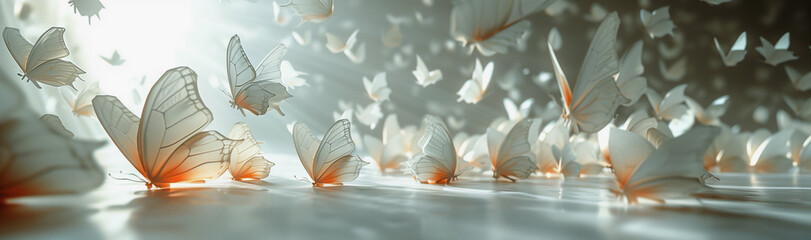 White Butterflies with Copper Veins