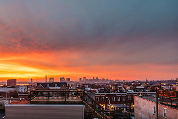 Baltimore skyline sunset