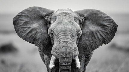 African Elephant flapping its ears - obrazy, fototapety, plakaty