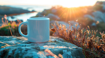 Blank white cup for advertising