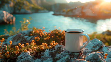 Blank white cup for advertising