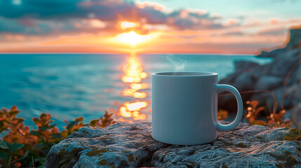 Blank white cup for advertising