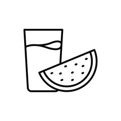 Watermelon juice outline icons, minimalist vector illustration ,simple transparent graphic element .Isolated on white background