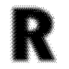 Black English Uppercase Letter R Pixel Bitmap