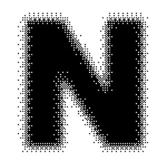 Black English Uppercase Letter N Pixel Bitmap