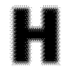 Black English Uppercase Letter H Pixel Bitmap