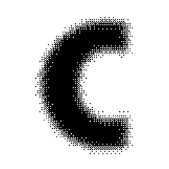 Black English Uppercase Letter C Pixel Bitmap