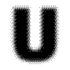 Black English Uppercase Letter U Pixel Bitmap
