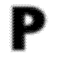 Black English Uppercase Letter P Pixel Bitmap
