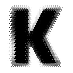 Black English Uppercase Letter K Pixel Bitmap