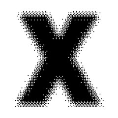 Black English Uppercase Letter X Pixel Bitmap