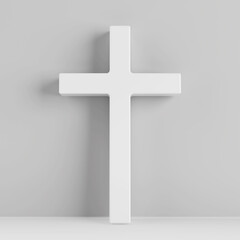 Christianity Symbol White Cross Icon in Clay Style. 3d Rendering - obrazy, fototapety, plakaty