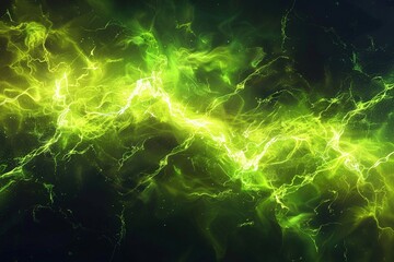 Neon green lightning streaks in an abstract composition, evoking raw energy.