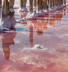 Henichesk lake in Ukraine. Salt production.