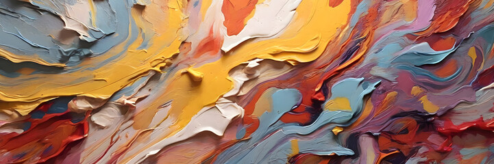 3:1 banner. Contemporary Multicolored Abstract Painting Wallpaper. Perfect for: Art Gallery...