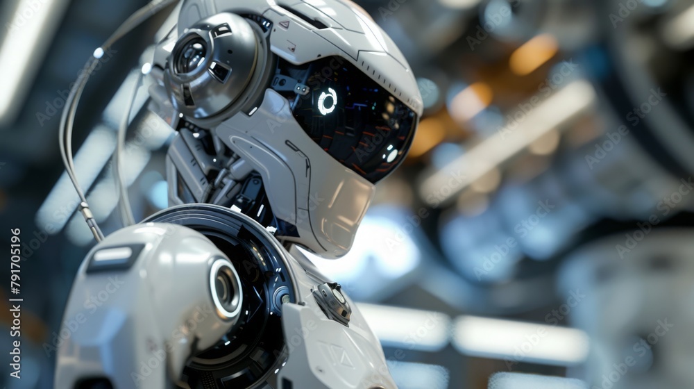 Leinwandbilder close-up of advanced humanoid robot in a hi-tech lab