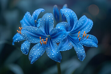  Agapanthus praecox Blue Lily Flower During Tropical,
Close up of blue flower with drops of water on the petals