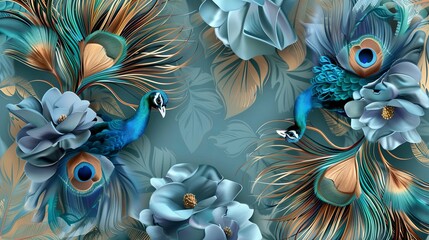 peacock and peacock feather background © Sania