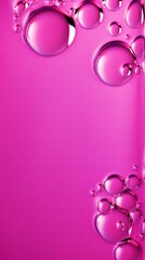 Magenta bubble with water droplets on it, representing air and fluidity. Web banner with copy space for photo text or product, blank empty 