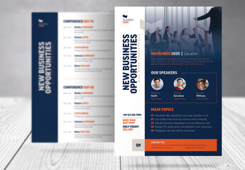 Business Conference Agenda and Program Flyer  - obrazy, fototapety, plakaty