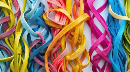 Foto op Aluminium Close up of various colored ribbons, perfect for crafts and decorations © Ева Поликарпова