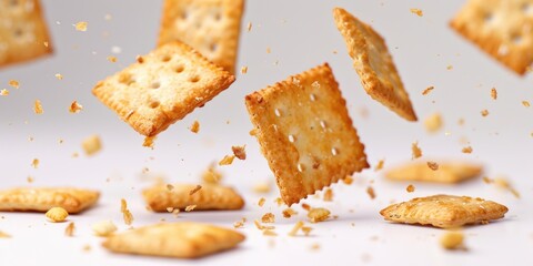 Crackers falling into the air, ideal for food concepts