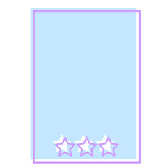 Cute Pastel Baby Note Frame with Star Icon. Soft Colored Border with Purple Line Template. Vintage Gently Baby Frame Decoration Element.  - 791709366